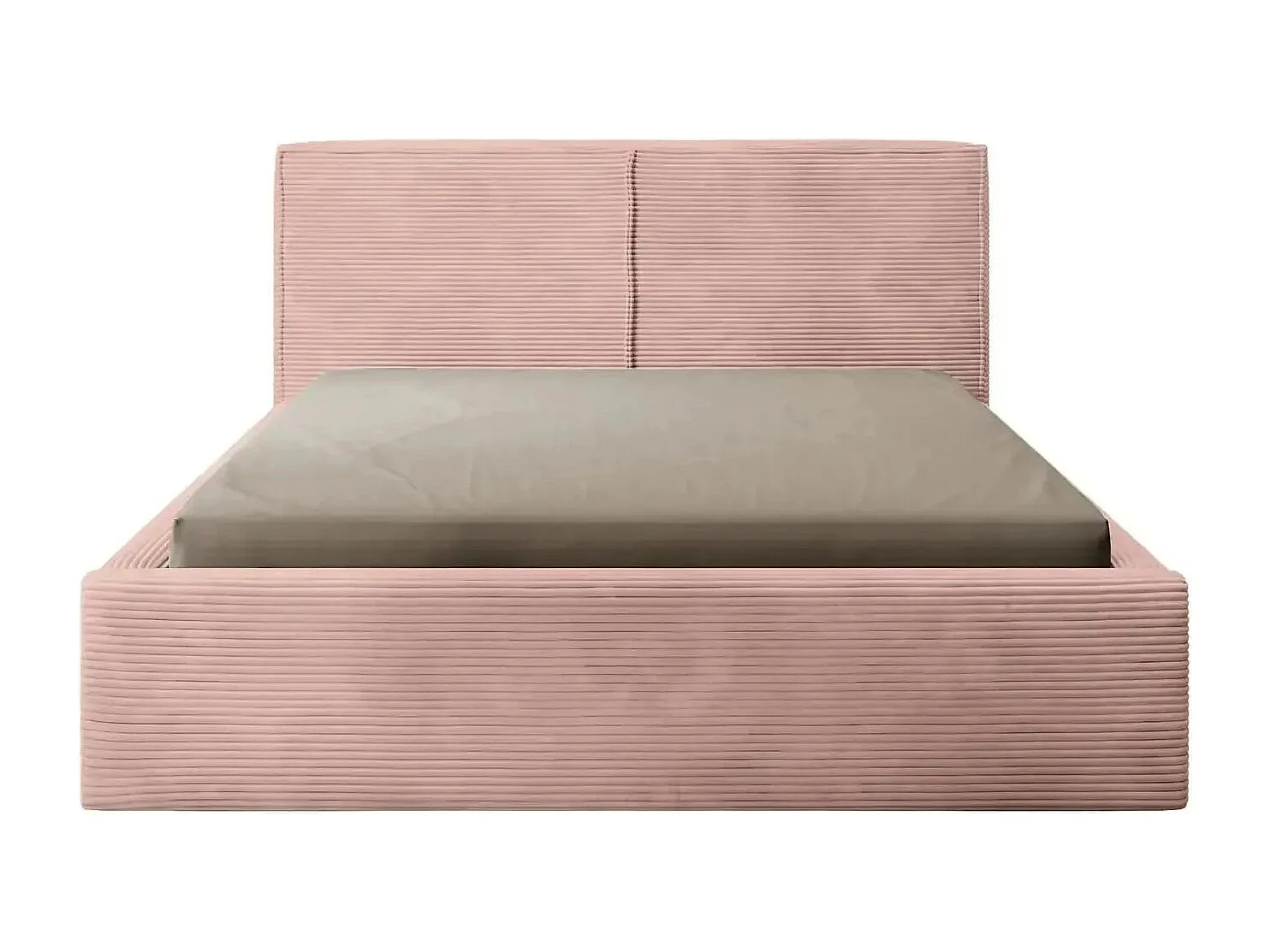 ELOISE - Lit coffre velours côtelé 180x200cm - Rose