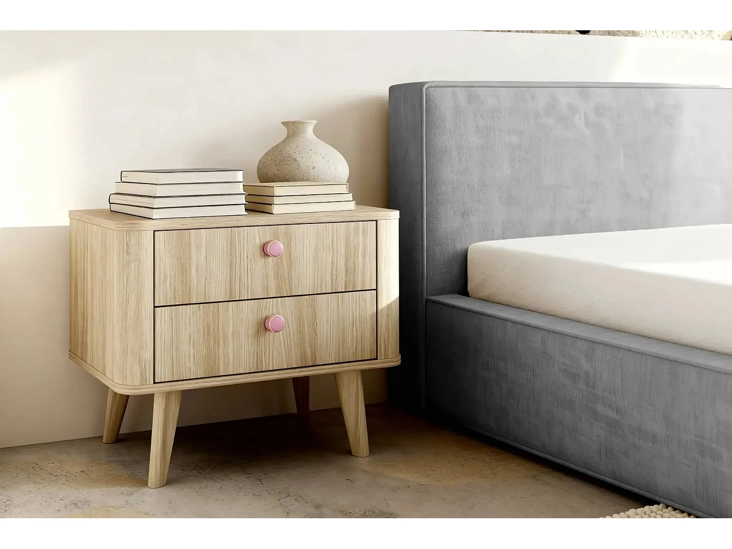 JOSEPHINE - Lit coffre 160x200cm - Gris clair