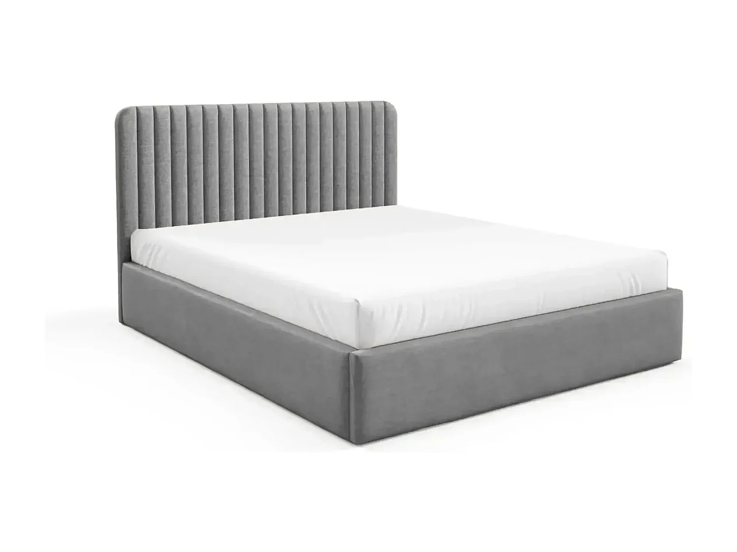 JEANNE - Lit coffre tissu velours 180x200cm - Gris foncé