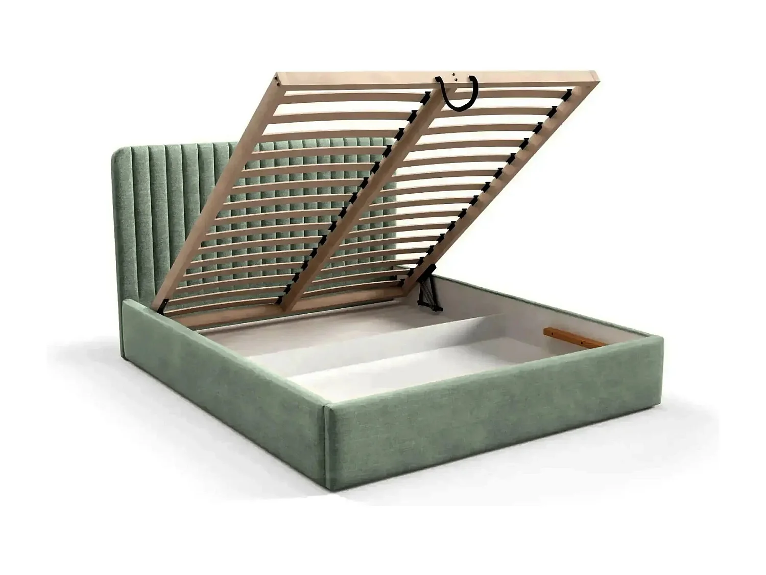 JEANNE - Lit coffre tissu velours 180x200cm - Vert