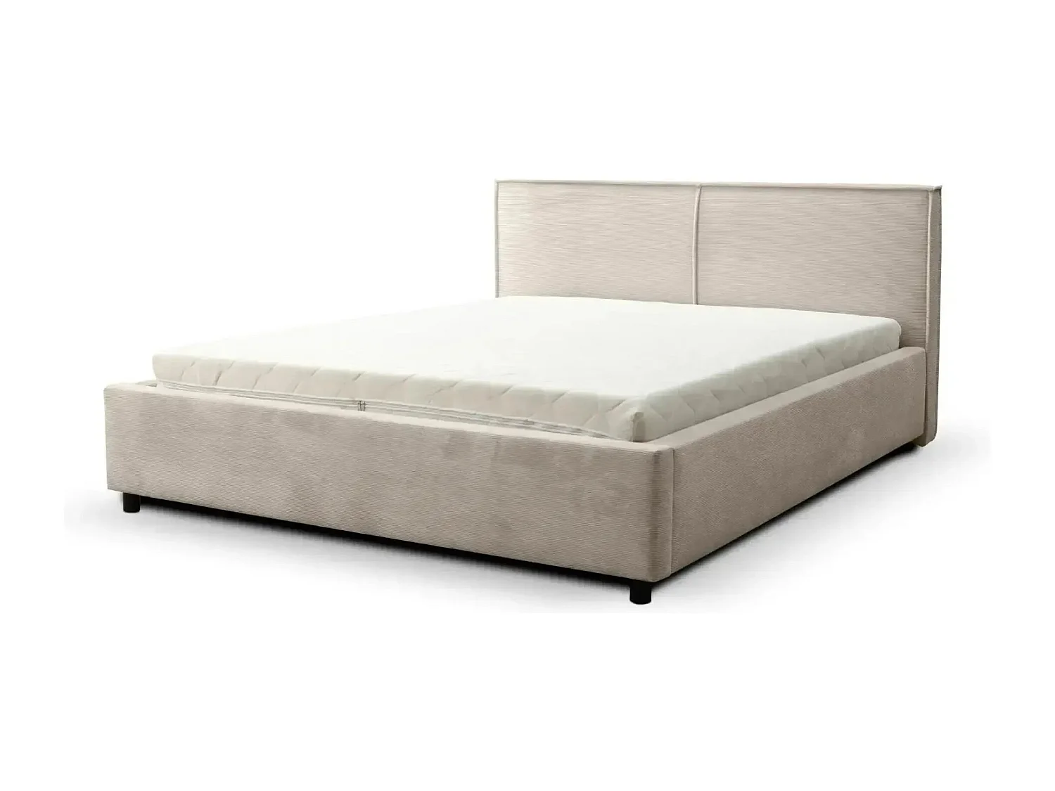 ELOISE - Lit coffre velours côtelé 180x200cm - Beige