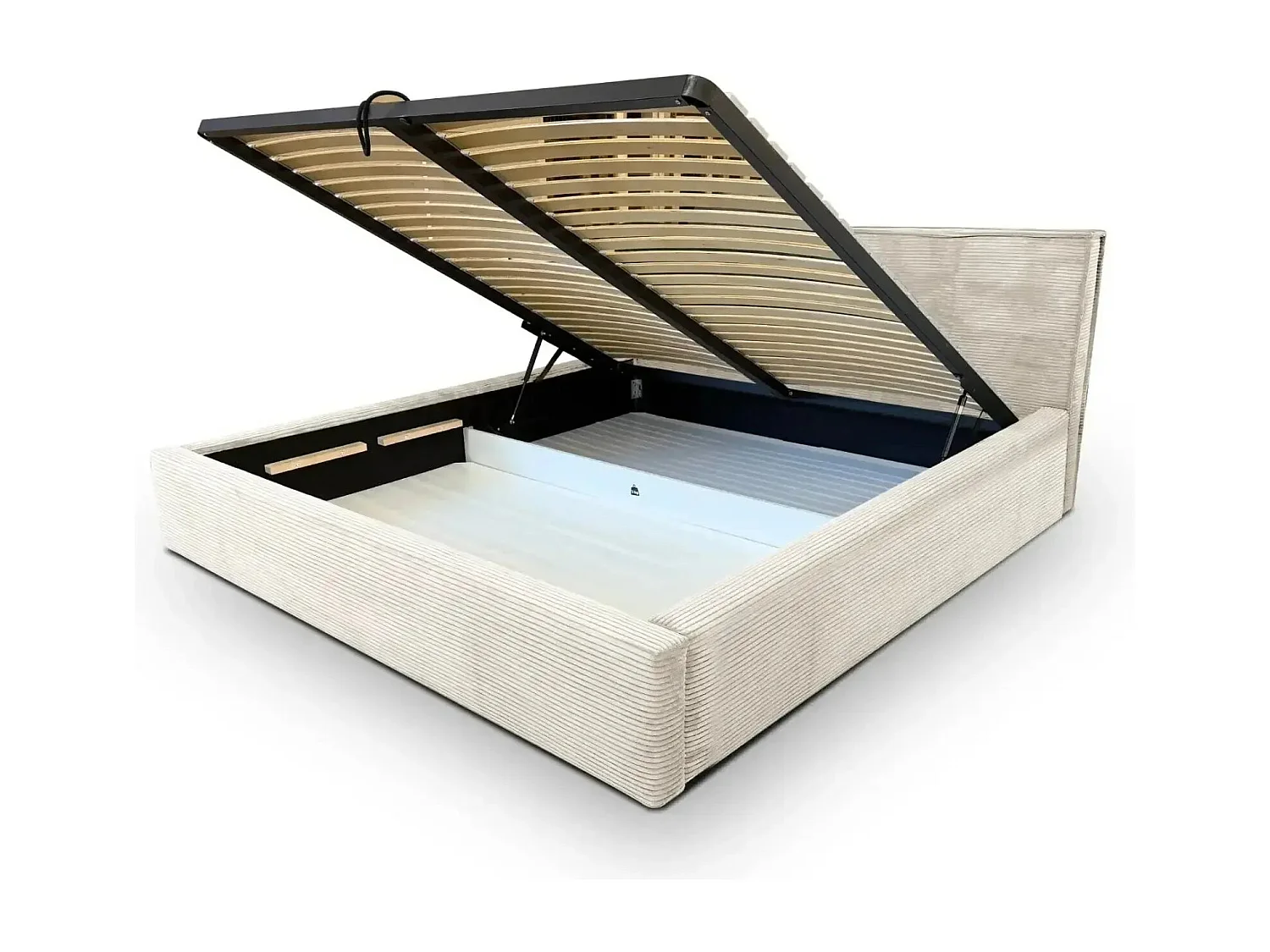 ELOISE - Lit coffre velours côtelé 180x200cm - Beige