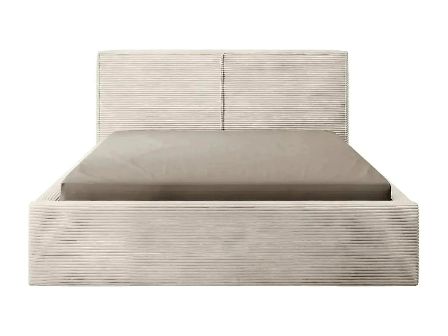 ELOISE - Lit coffre velours côtelé 180x200cm - Beige