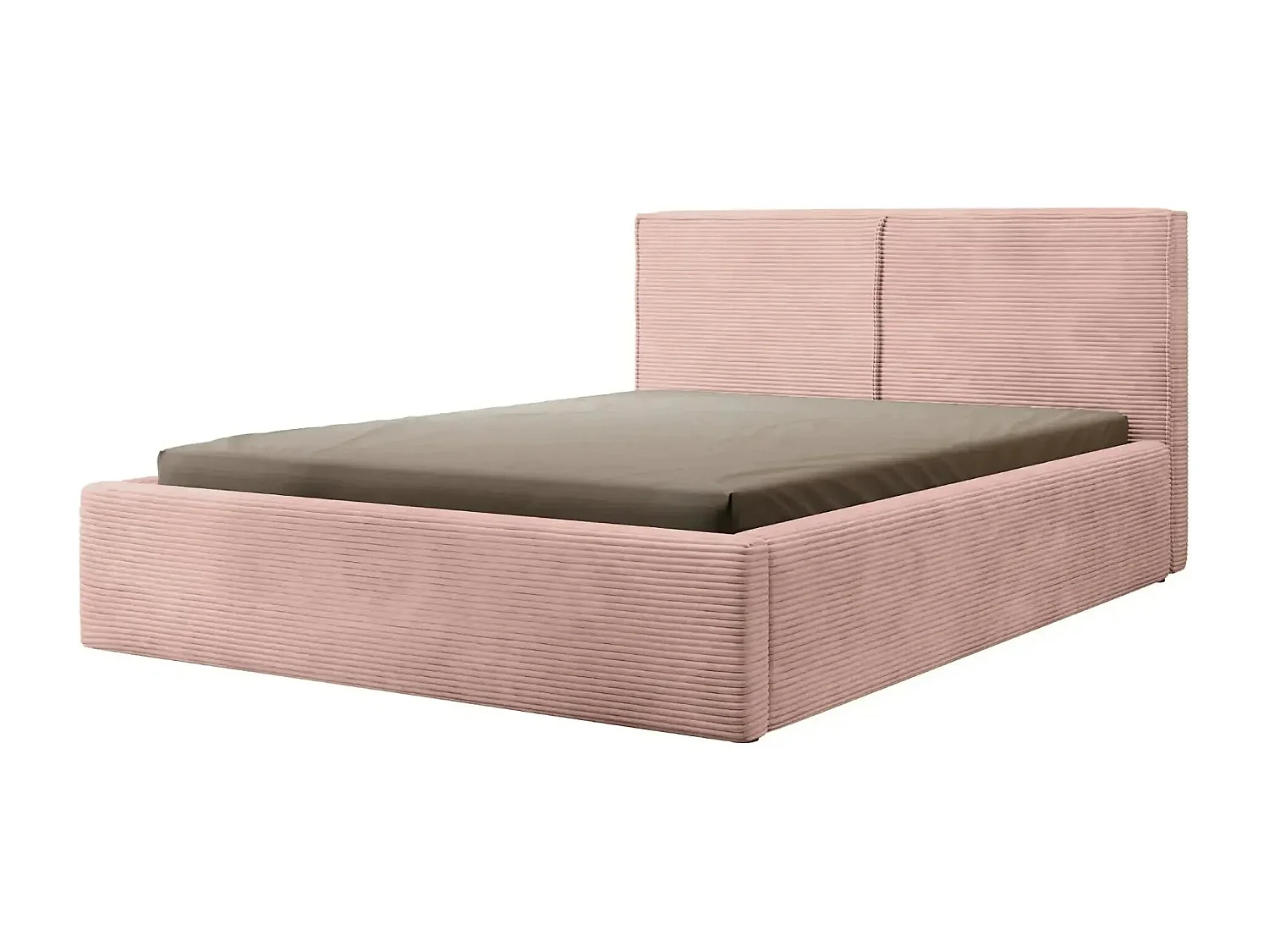 ELOISE - Lit coffre velours côtelé 160x200cm - Rose