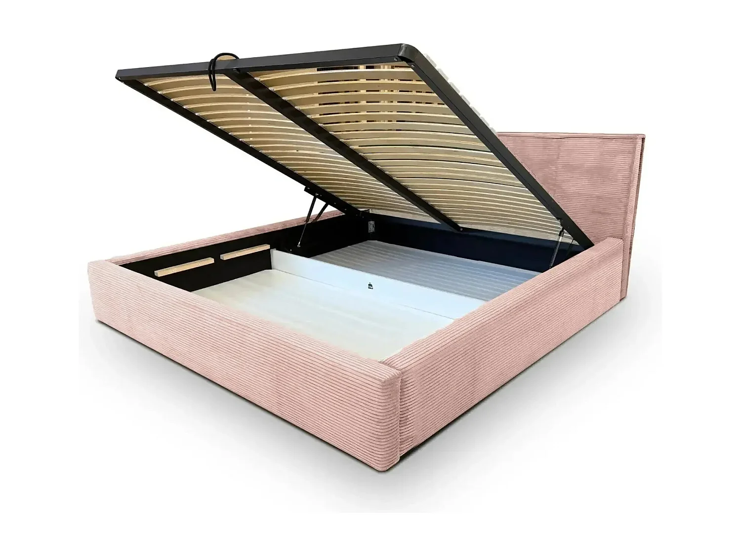 ELOISE - Lit coffre velours côtelé 160x200cm - Rose