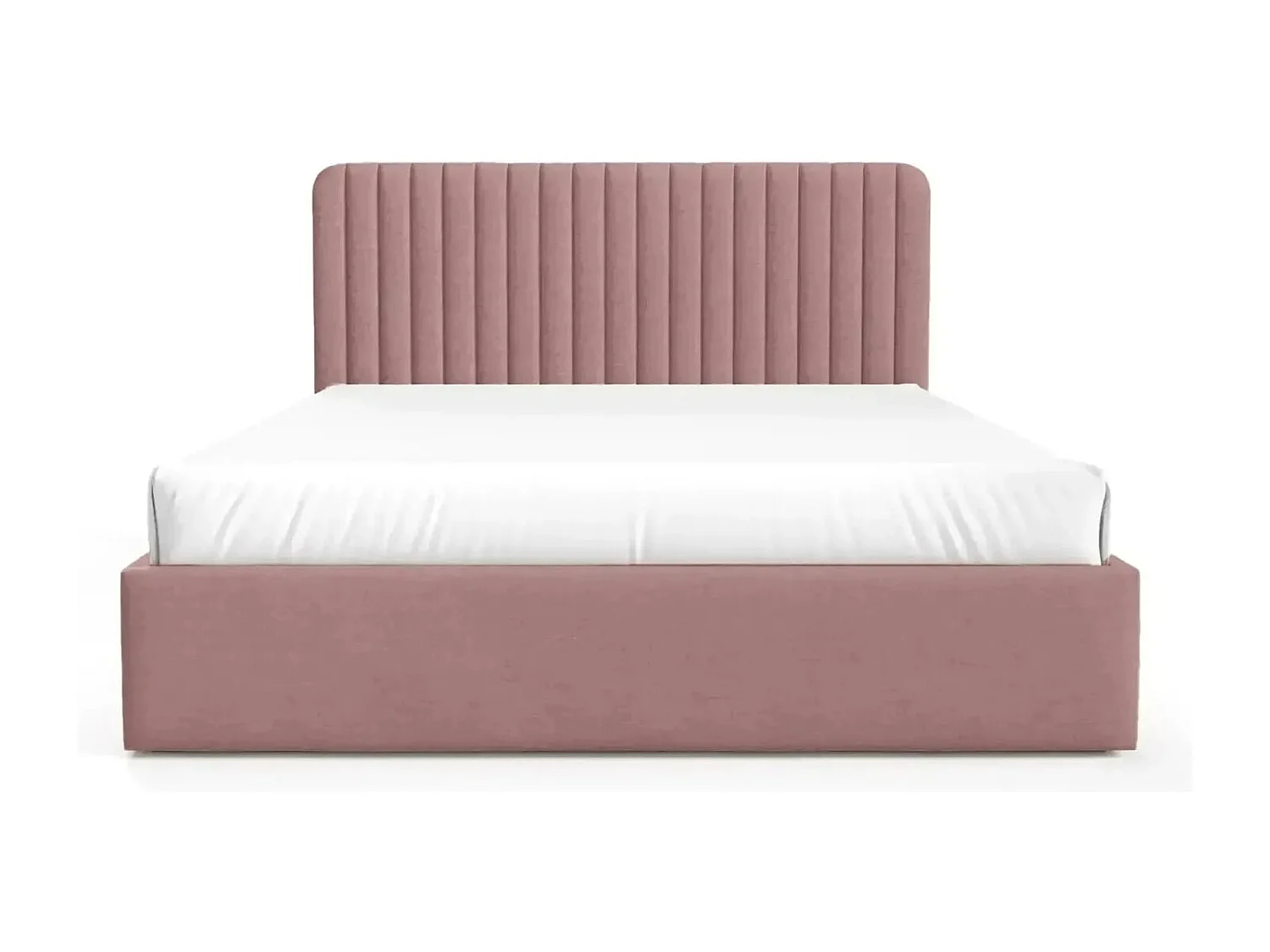 JEANNE - Lit coffre tissu velours 160x200cm - Rose
