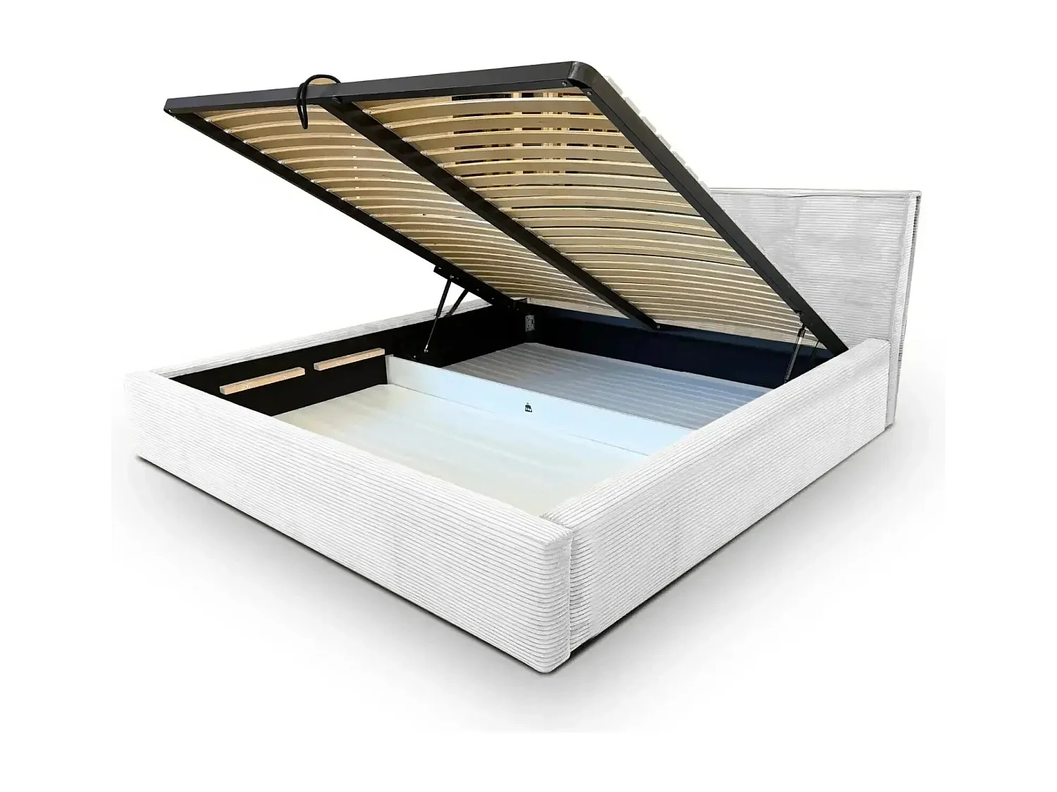 ELOISE - Lit coffre velours côtelé 140x200cm - Blanc