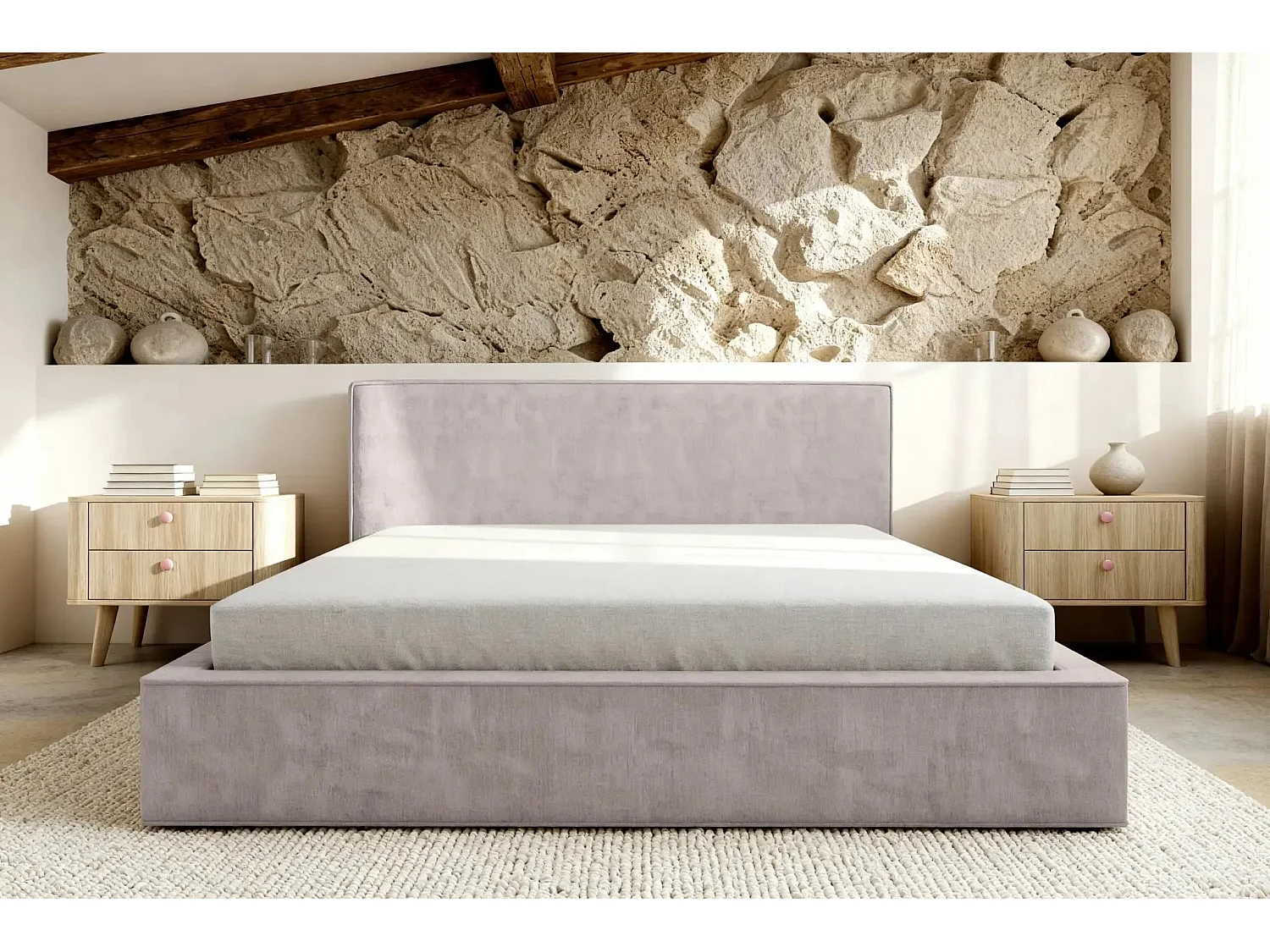 JOSEPHINE - Lit coffre 180x200cm - Rose