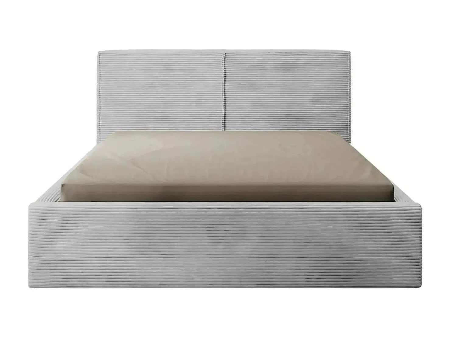 ELOISE - Lit coffre velours côtelé 160x200cm - Gris clair