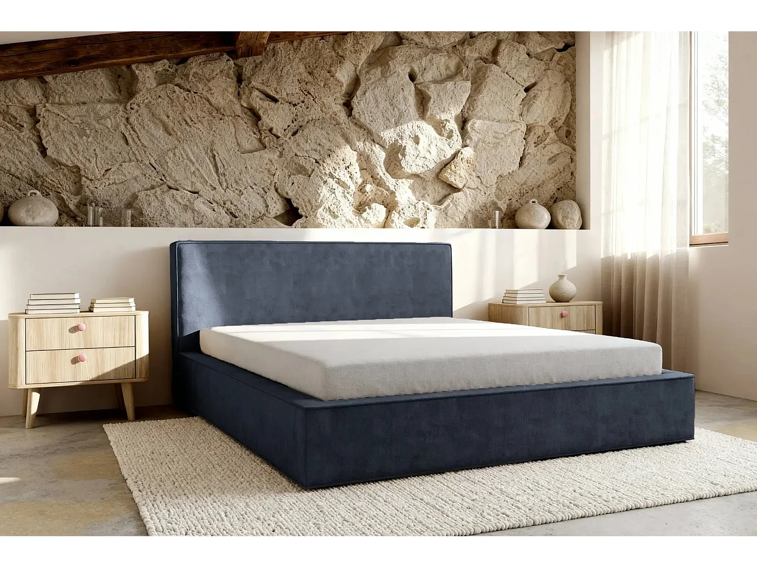 JOSEPHINE - Lit coffre 180x200cm - Bleu