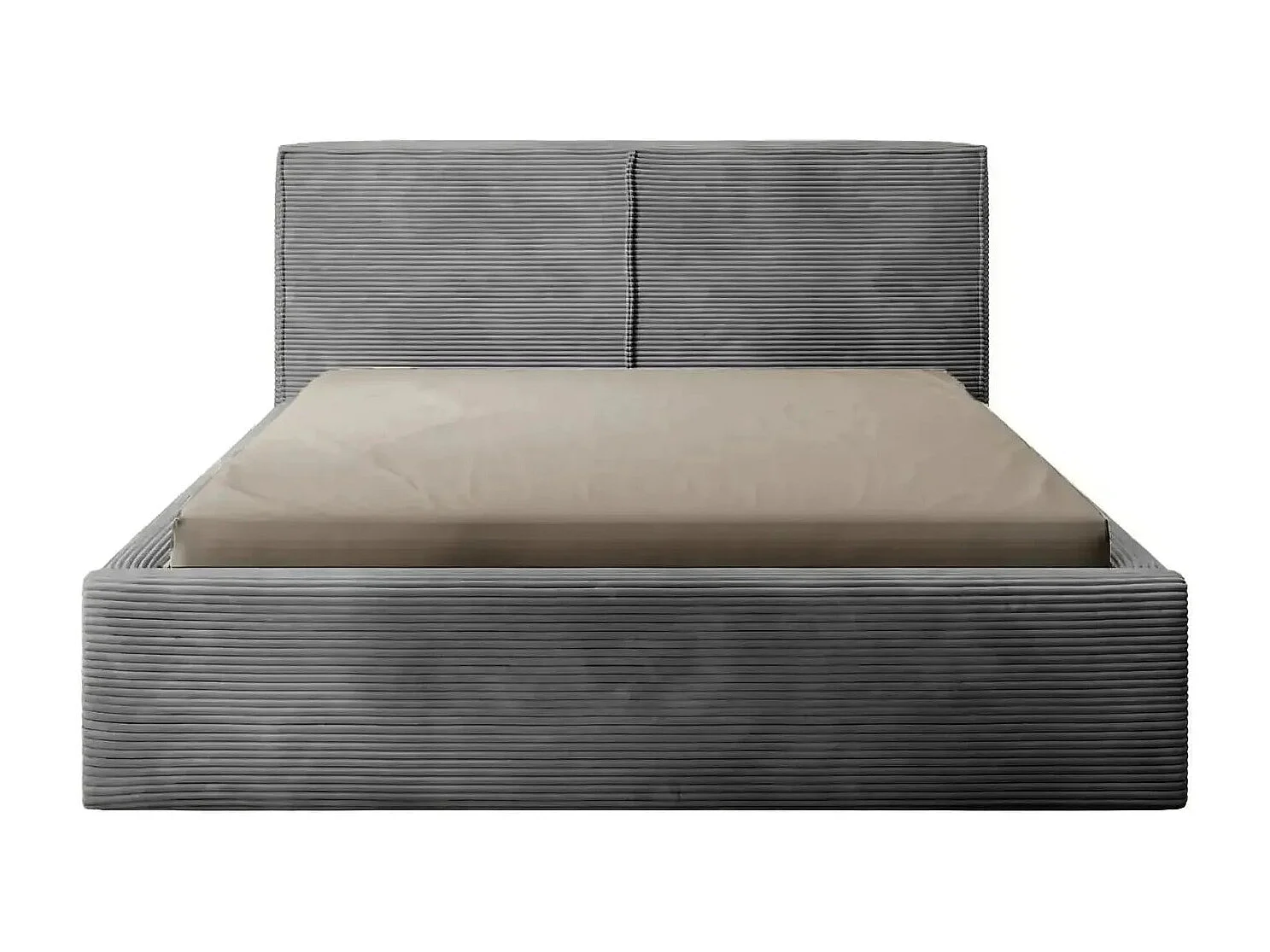 ELOISE - Lit coffre velours côtelé 160x200cm - Gris foncé