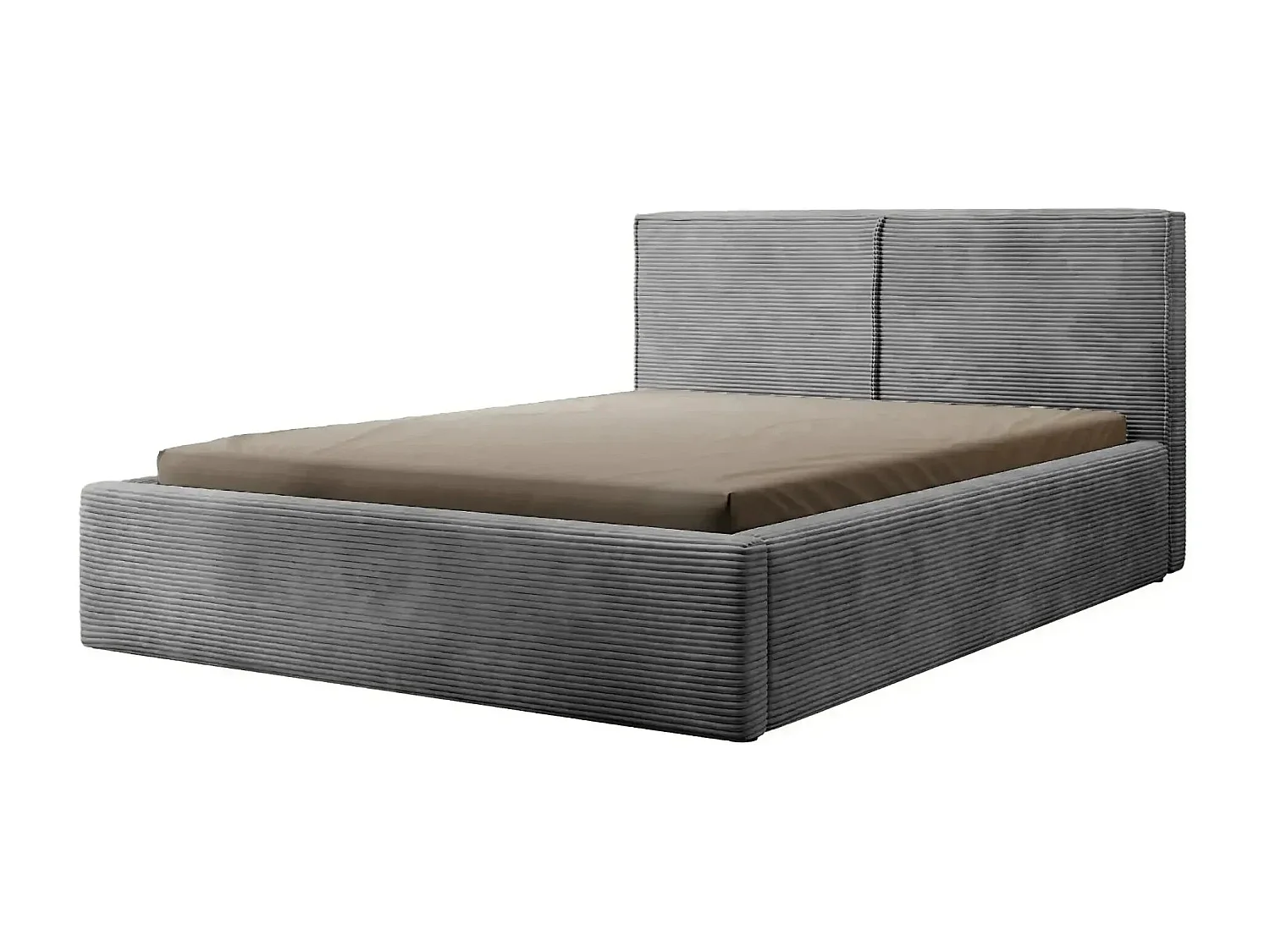 ELOISE - Lit coffre velours côtelé 160x200cm - Gris foncé