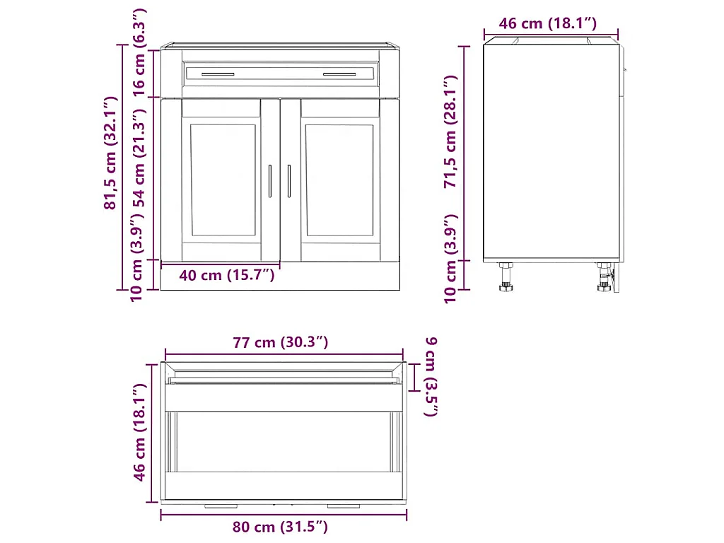 Armoire de cuisine Porto blanc bois d'ingénierie