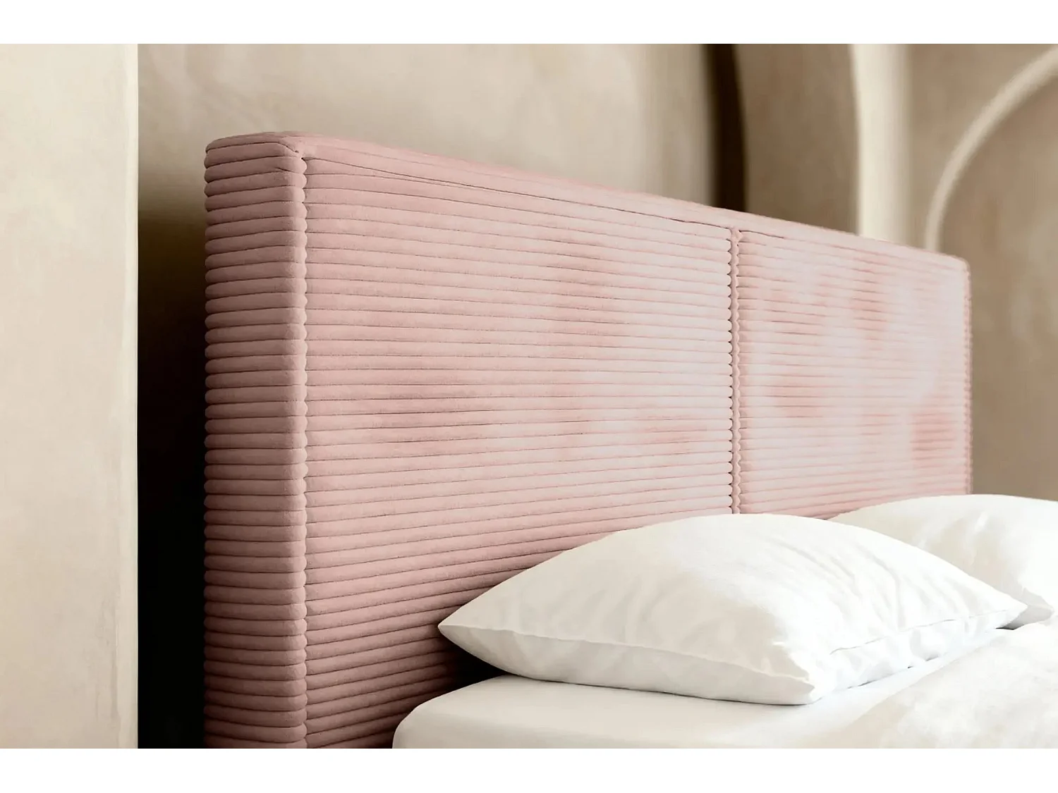 ELOISE - Lit coffre velours côtelé 140x200cm - Rose