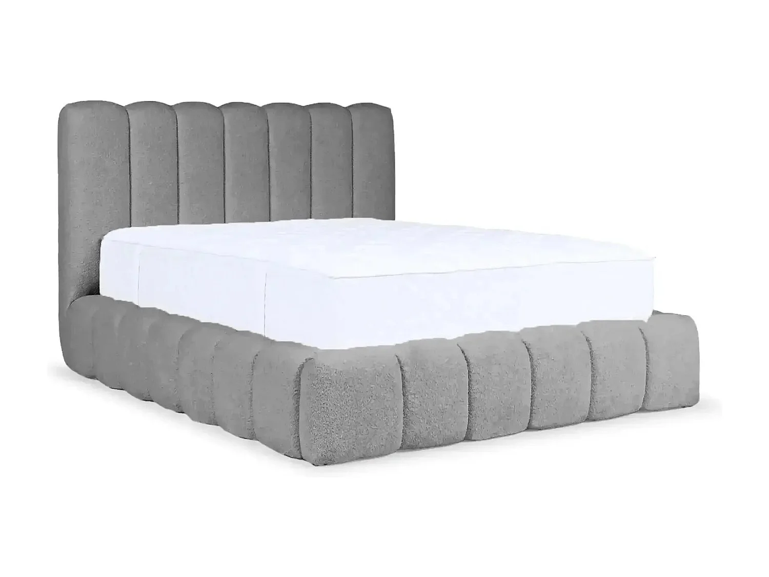 GARANCE - Lit coffre tissu chenille 180x200cm - Gris foncé