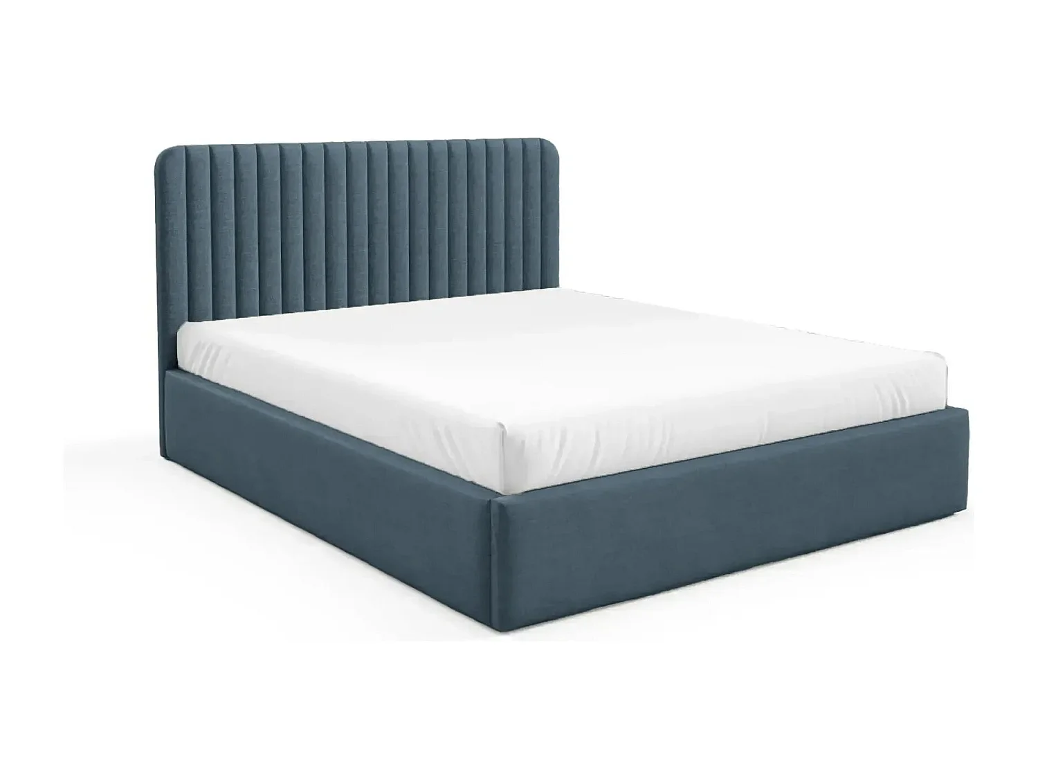 JEANNE - Lit coffre tissu velours 180x200cm - Bleu