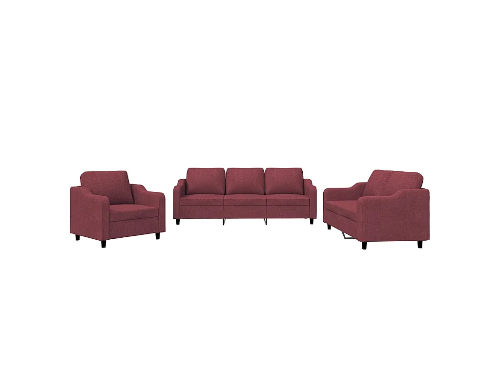 Ensemble de canapés 3 pcs avec coussins Rouge bordeaux Tissu