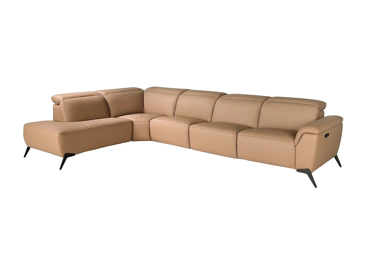 Canapé d'angle relax modulaire gauche en cuir marron
