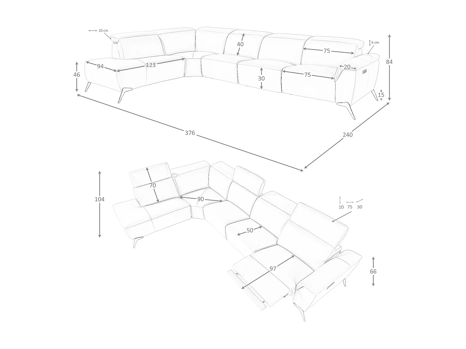 Canapé d'angle relax modulaire gauche en cuir marron