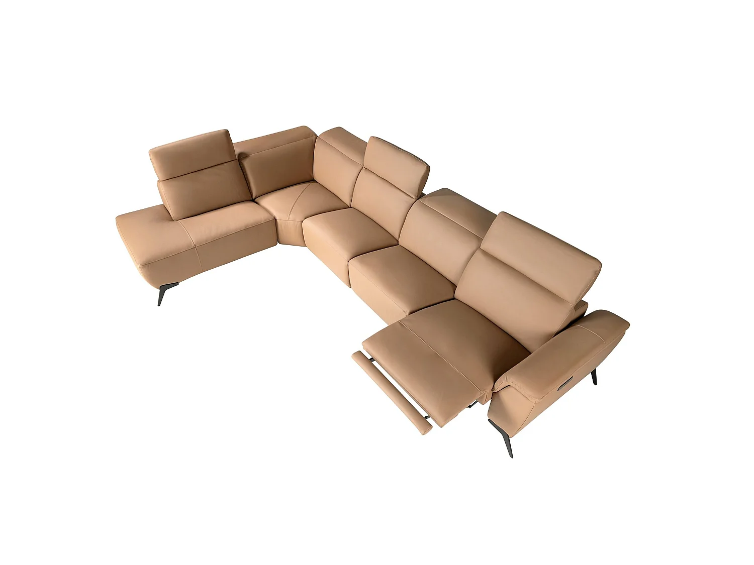 Canapé d'angle relax modulaire gauche en cuir marron 6281 ANGEL CERDA