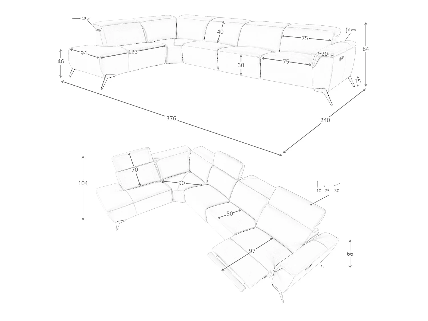 Canapé d'angle relax modulaire gauche en cuir marron 6281 ANGEL CERDA