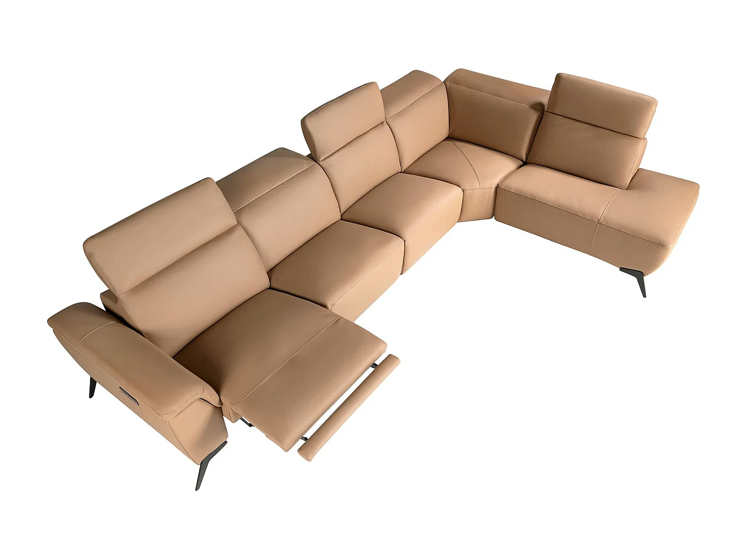 Modulaire chaise longue relaxbank rechts in bruin leer 6280 ANGEL CERDA