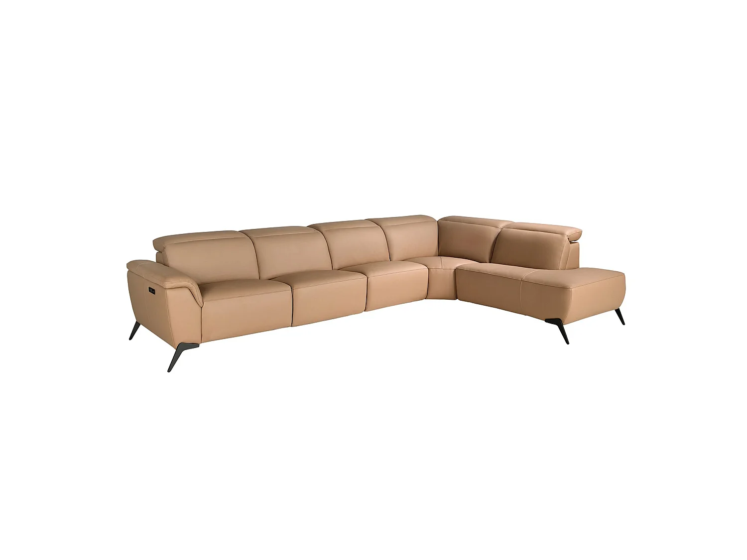 Canapé d´angle relax modulaire droit en cuir marron 6280 ANGEL CERDA