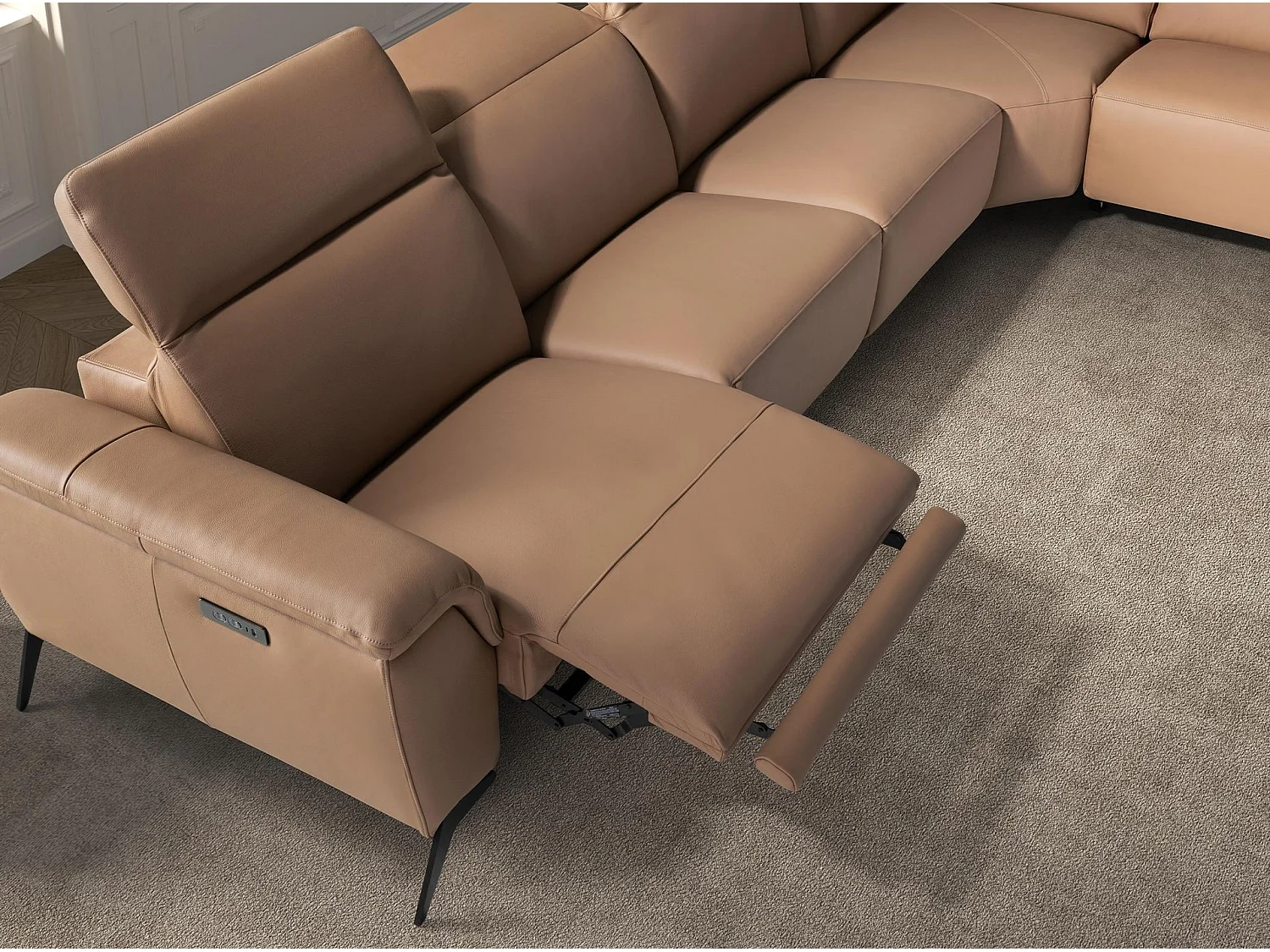 Canapé d´angle relax modulaire droit en cuir marron 6280 ANGEL CERDA