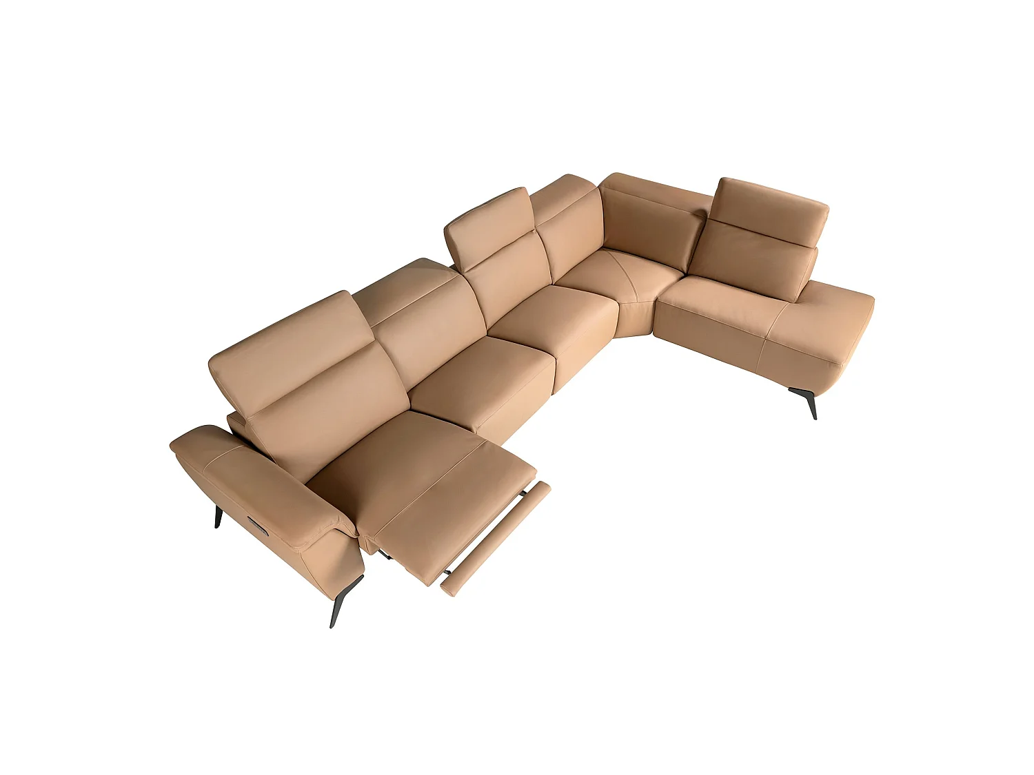Canapé d´angle relax modulaire droit en cuir marron 6280 ANGEL CERDA