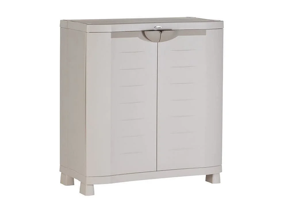 Armoire basse de rangement PLASTIKEN SPACE SAVER 2 étagères réglables 90x45x100 cm beige