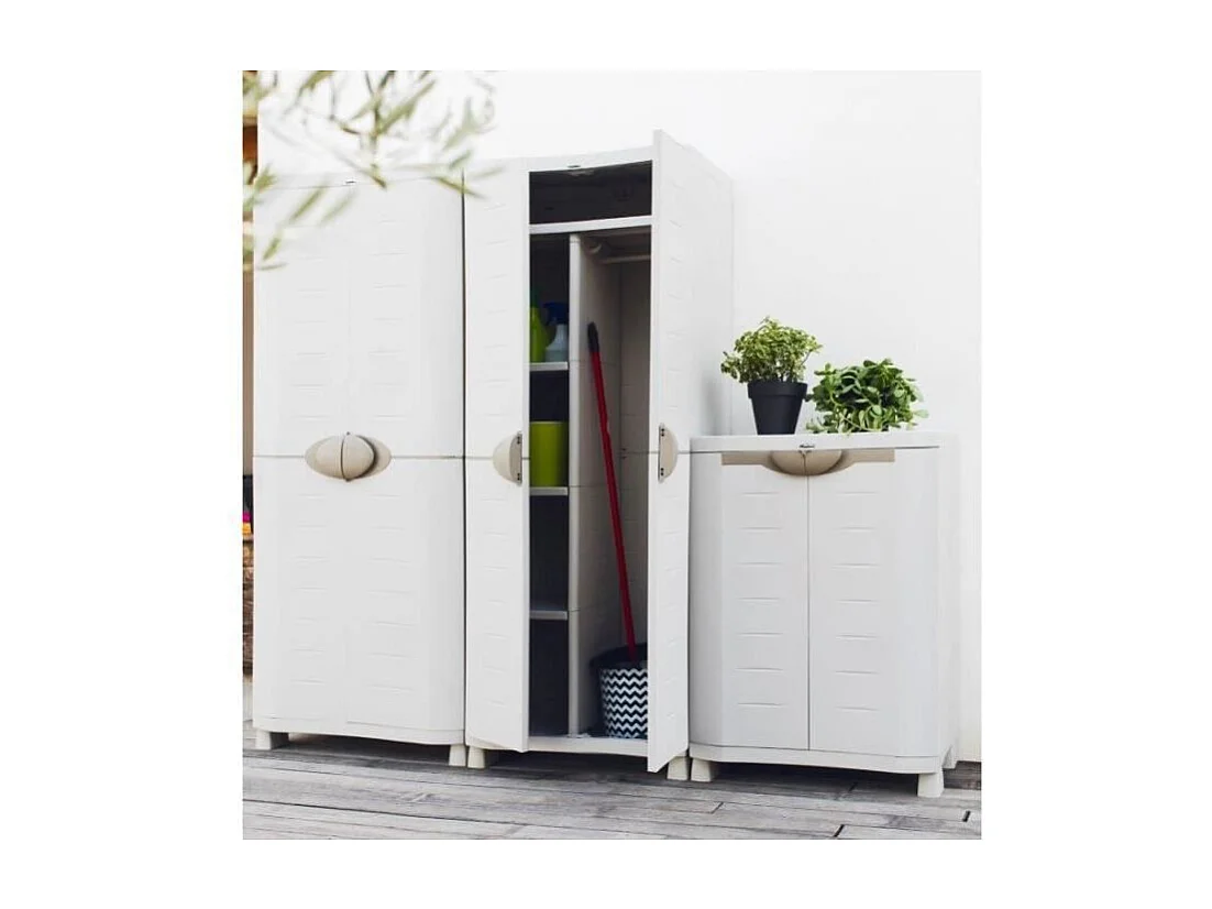 Armoire basse de rangement PLASTIKEN SPACE SAVER 2 étagères réglables 90x45x100 cm beige