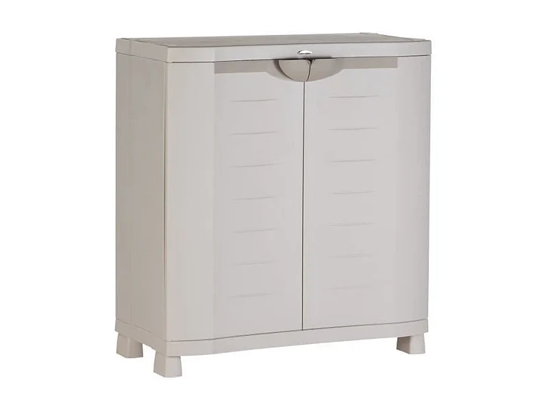 Armoire basse de rangement PLASTIKEN SPACE SAVER 2 étagères réglables 90x45x100 cm beige
