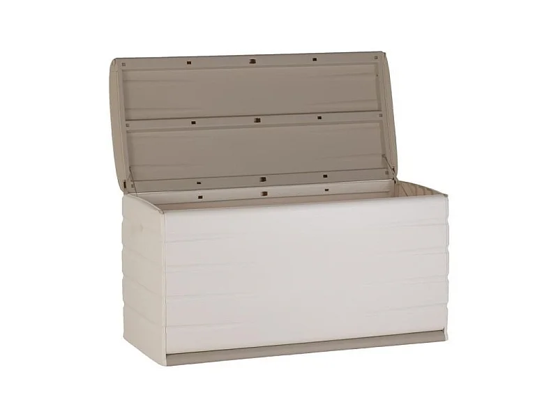 Coffre 350L Intérieur/Extérieur Fonctionnel et Esthétique Cadenassable avec Roulettes Beige