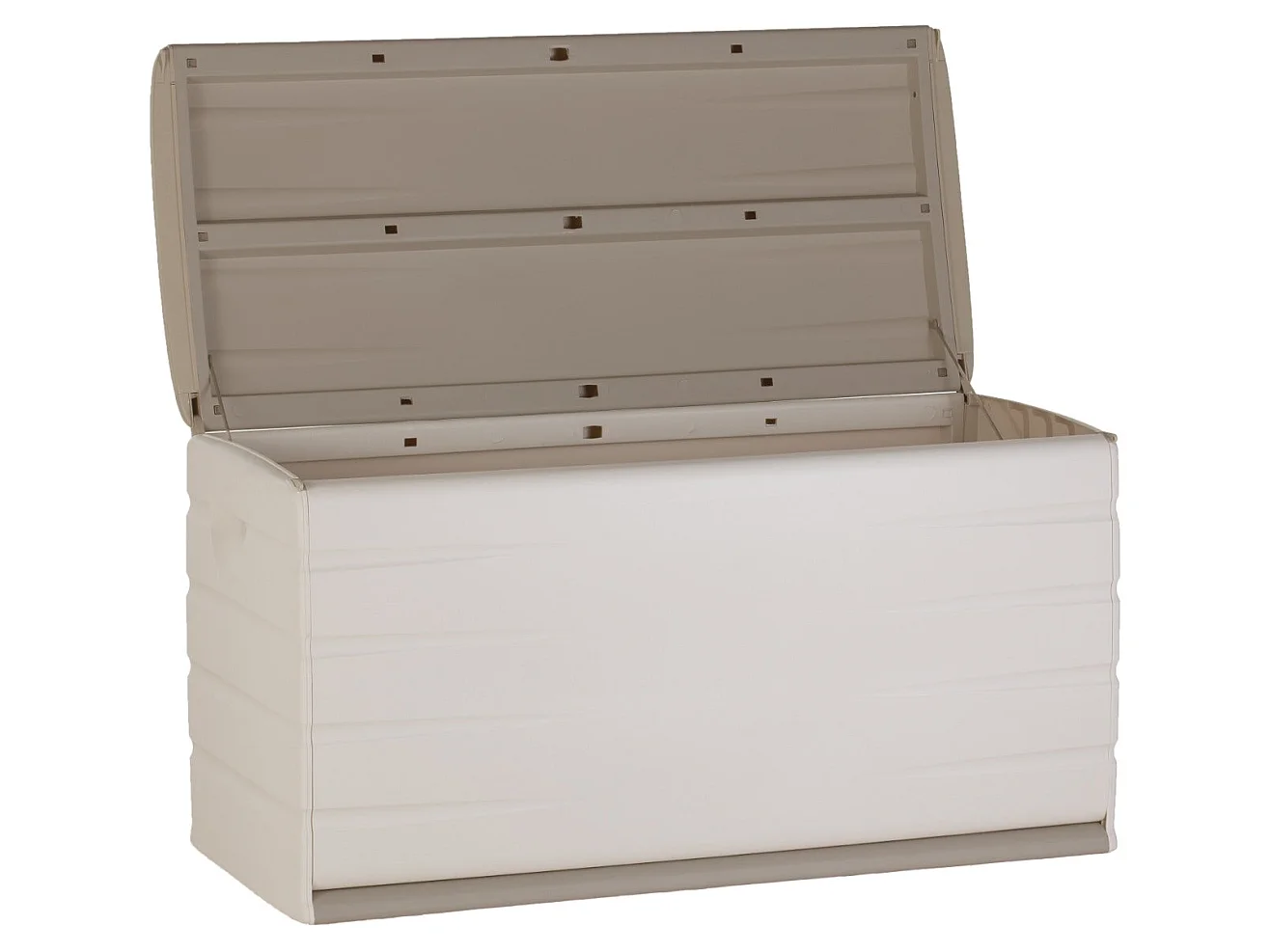 Coffre 350L Intérieur/Extérieur Fonctionnel et Esthétique Cadenassable avec Roulettes Beige