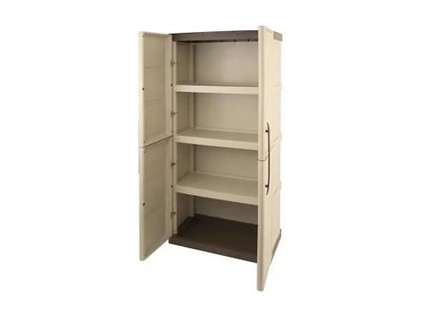 Armoire de rangement haute en résine TOOD - 3 tablettes - Taupe/écru - 70 x 39 x 165 cm