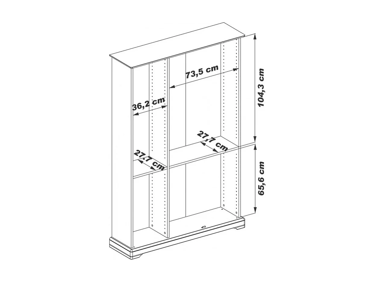 Bibliothèque Vitrine 3 Portes Vitrées Merisier 12 Niches L 120.6 H 182.2 P 33 cm