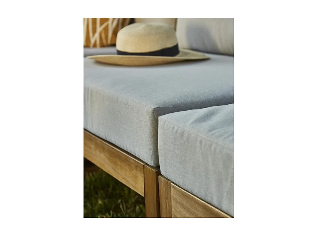Salon de jardin en bois dAcacia FSC avec coussins gris -  BOCARNEA - 5 personnes - LEVATA