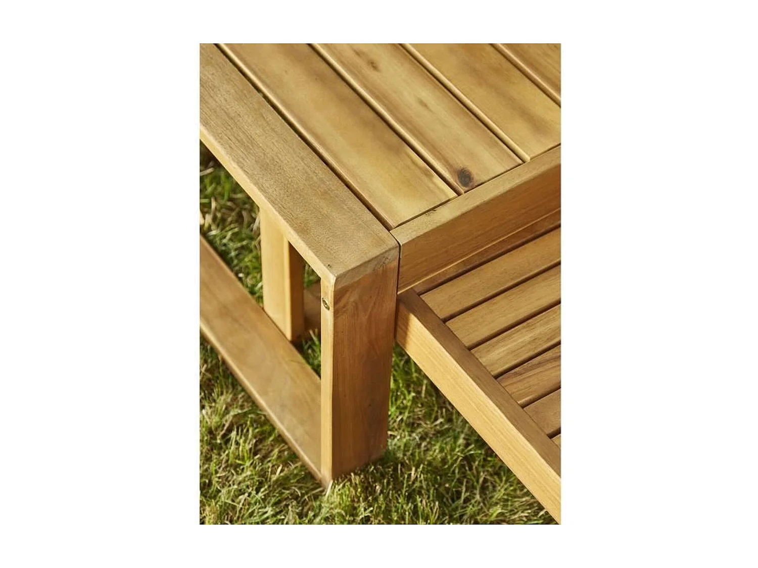 Salon de jardin en bois dAcacia FSC avec coussins gris -  BOCARNEA - 5 personnes - LEVATA