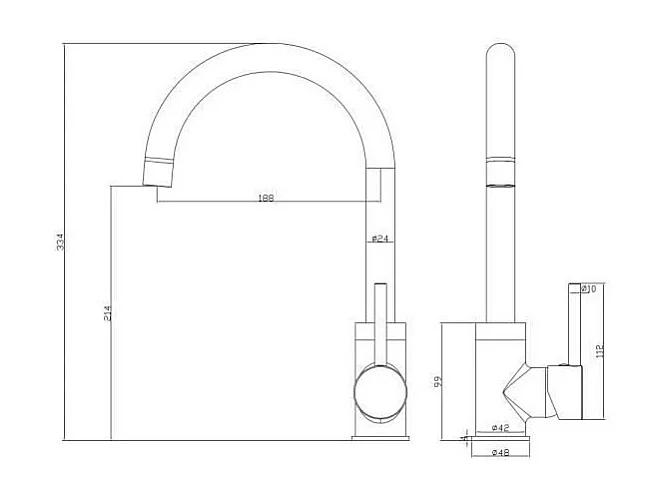 ROUSSEAU Robinet mitigeur de cuisine Koben - Sans douchette - Or rose