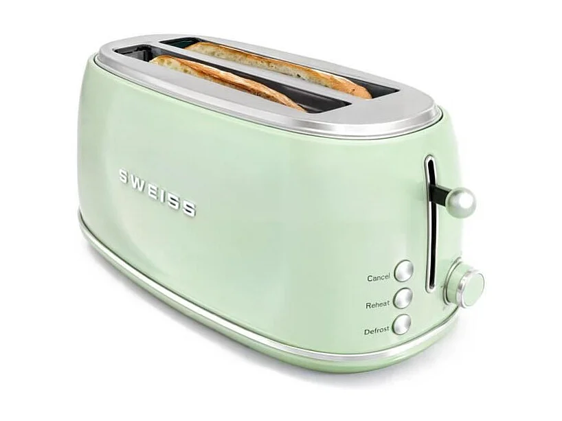 Grille-pain vintage - SWEISS - GRV7 - 2 fentes - 1500 W - Vert