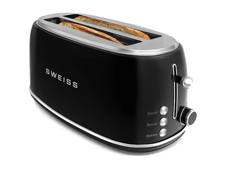 Grille-pain vintage - SWEISS - GRV9 - 2 fentes - 1500 W - Noir