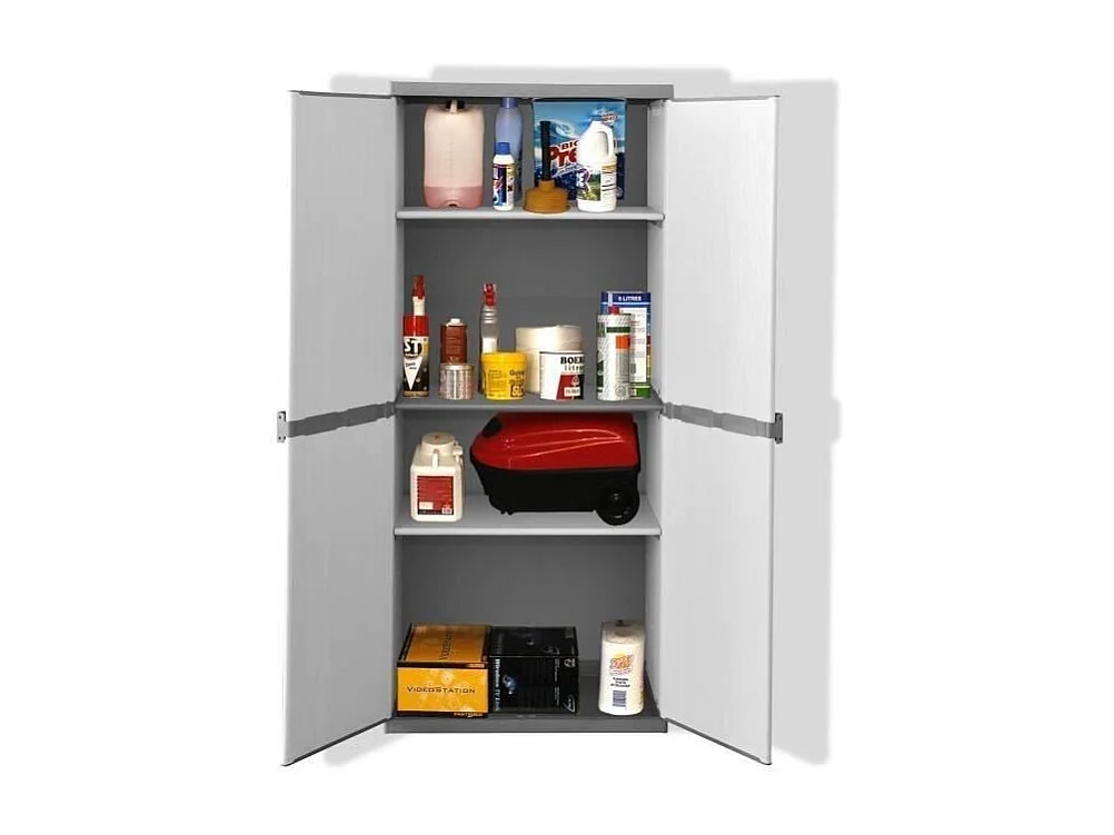 Armoire de rangement haute TOOD - 3 tablettes - Résine - Gris