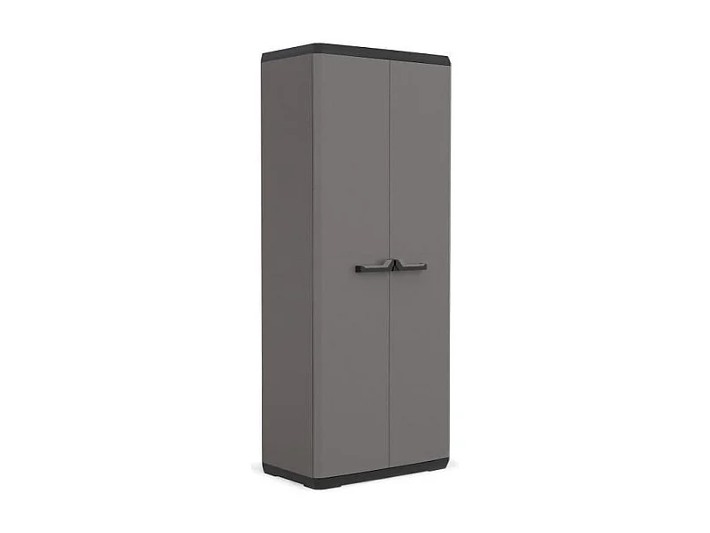 KIS Armoire de rangement utilitaire Piu - 68 x 39 x 166 cm - Gris anthracite et noir