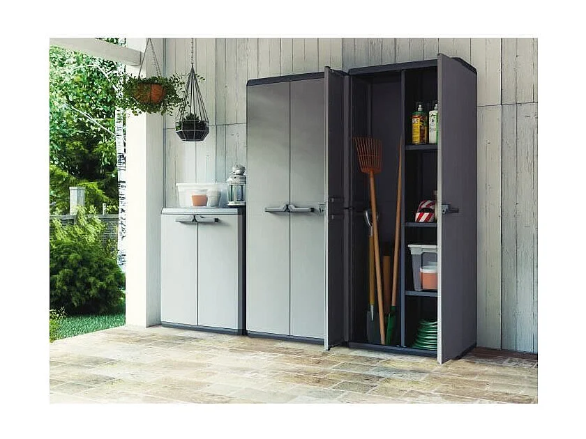 KIS Armoire de rangement Piu haute - 68 x 39 x 166 cm - Gris anthracite et noir