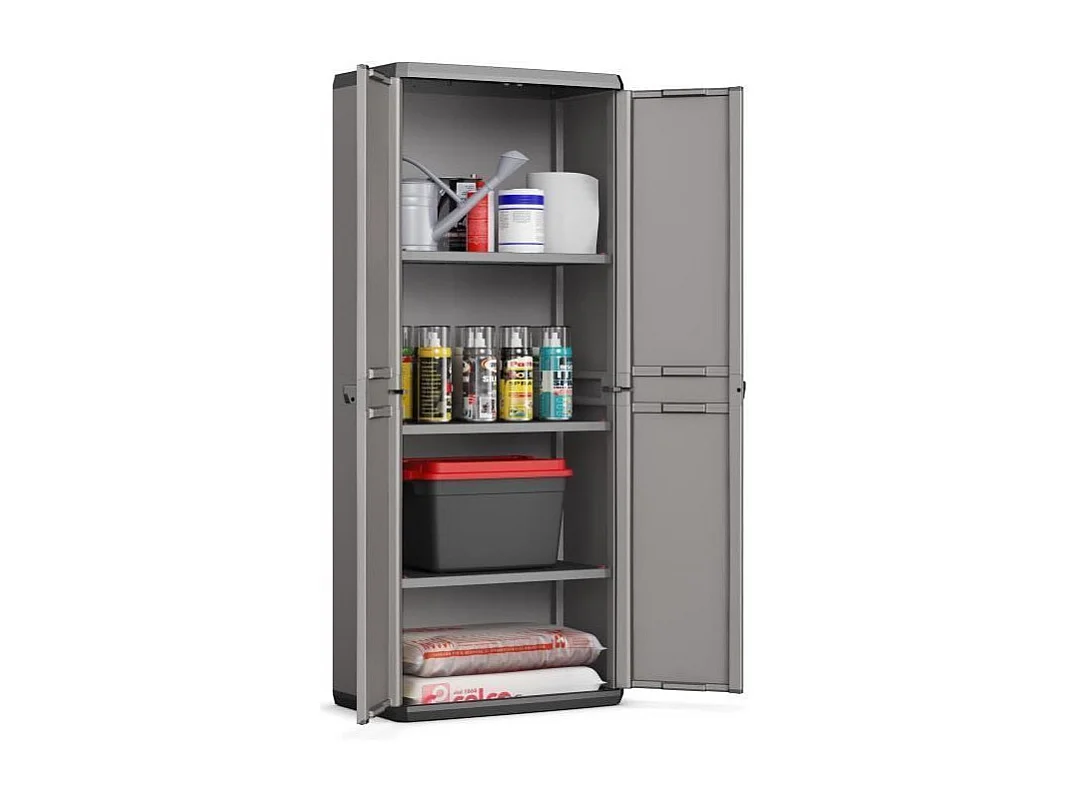 KIS Armoire de rangement Piu haute - 68 x 39 x 166 cm - Gris anthracite et noir