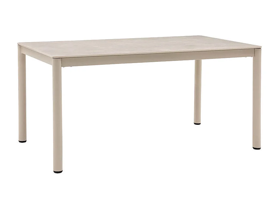Alcudia - Table à manger 6 personnes en céramique et métal - Beige