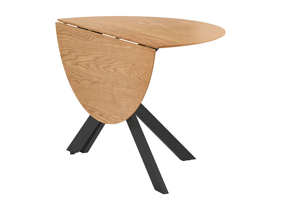Libra - Table à manger pliante 4 personnes ronde en bois et métal  - Bois clair