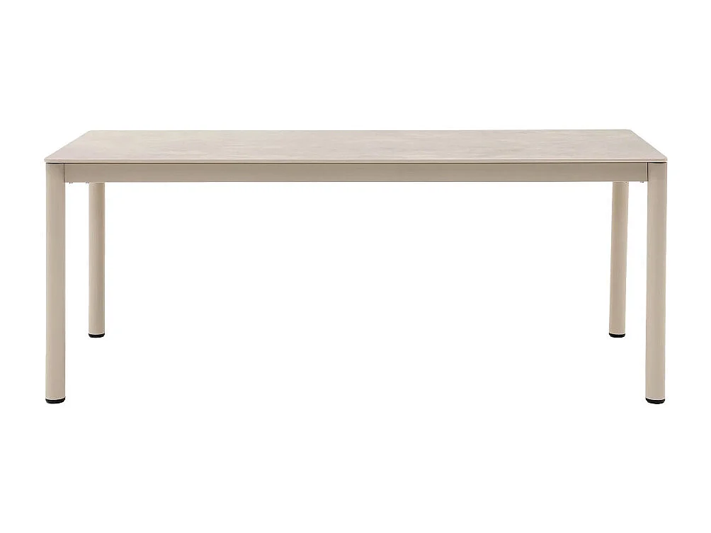 Alcudia - Table à manger 8 personnes en céramique et métal - Beige