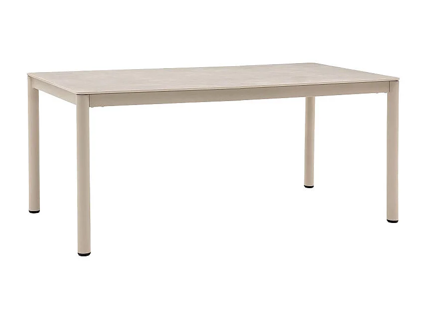 Alcudia - Table à manger 8 personnes en céramique et métal - Beige