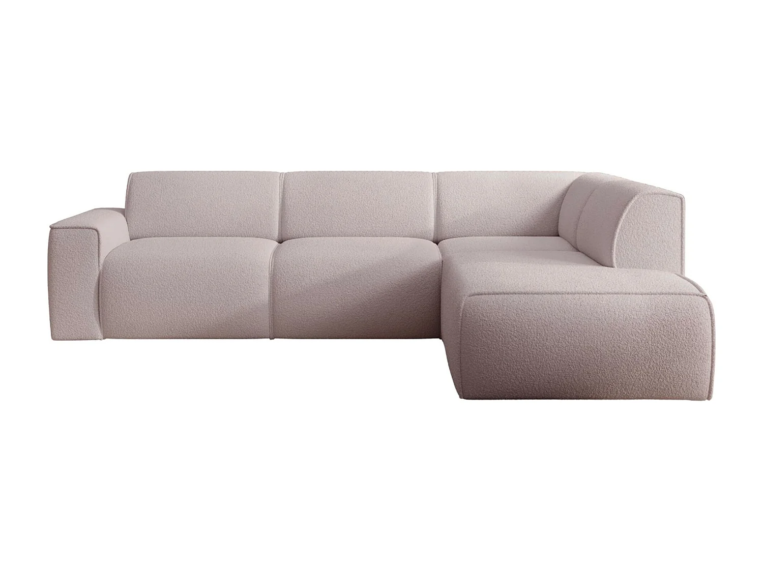 Hoekbank met rugleuning aan de ottomane – rechts – beige – bouclé – BOUVI